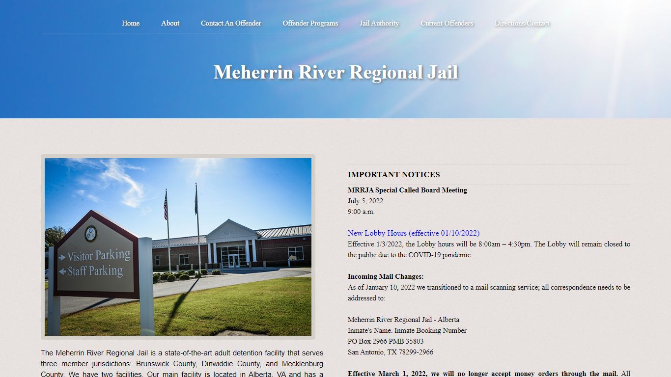 Meherrin River Regional Jail - mrrj.org