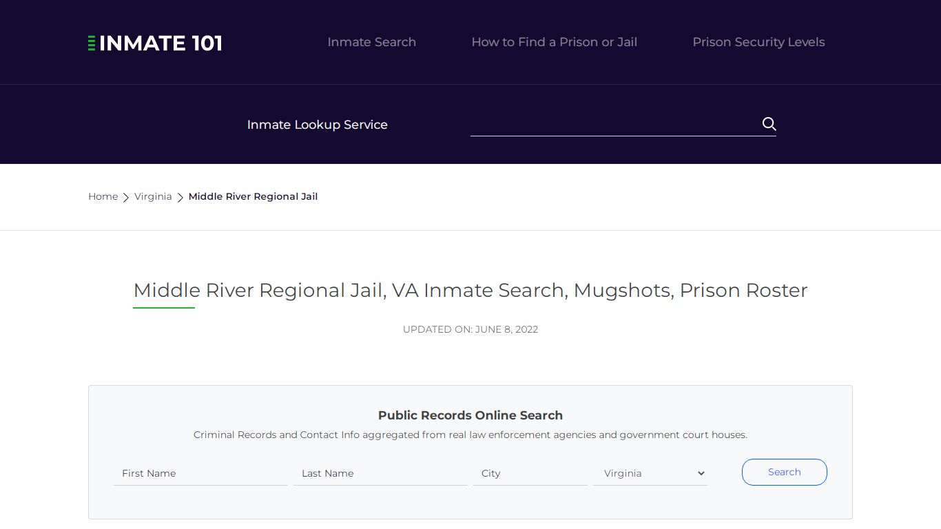 Middle River Regional Jail, VA Inmate Search, Mugshots ...